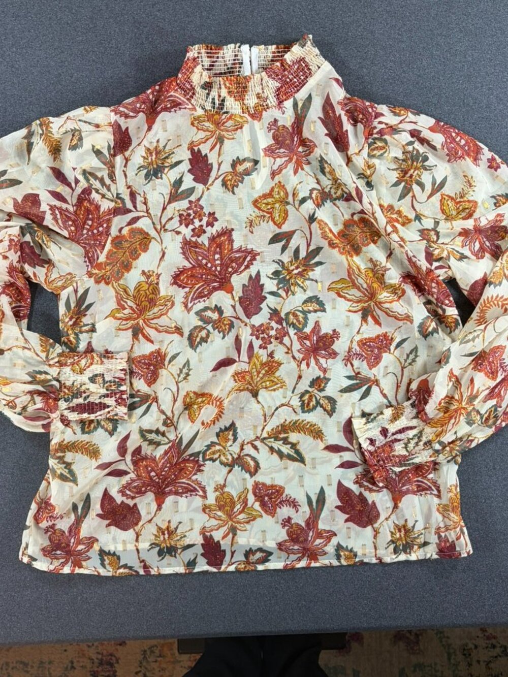 Autumnal Floral Blouse by Flying Tomato Boho Chic Whimsigoth Bohemain Shirt Top - Picture 4 of 14